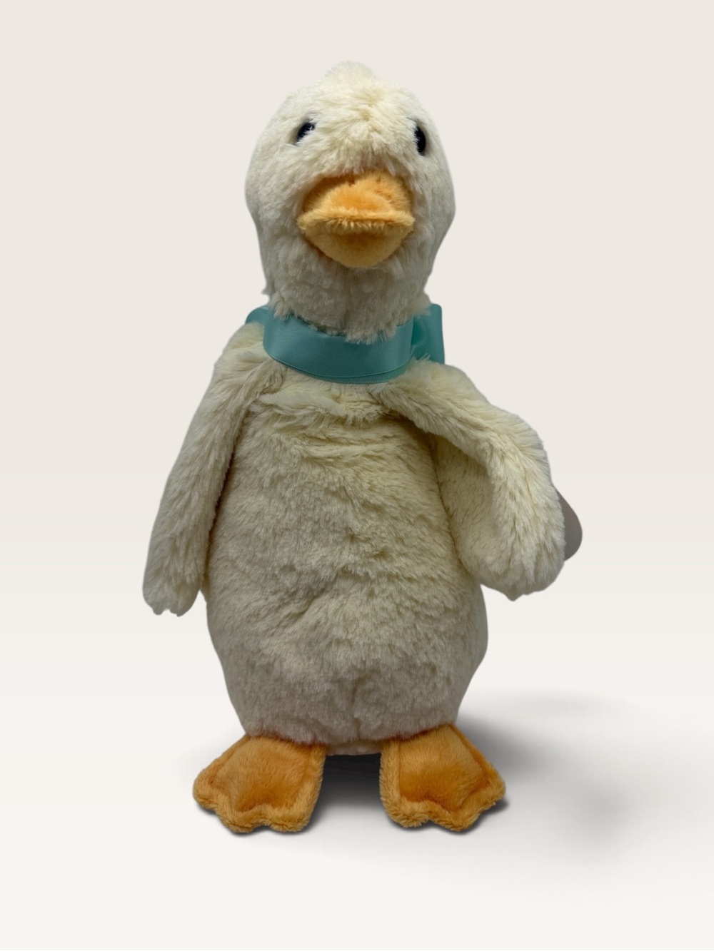Barrington Collection Soft Cream Plush Duck With Blue Ribbon 10" Vintage Y2K
